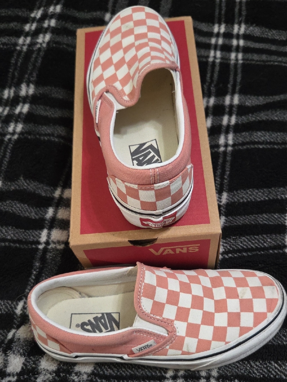 Vans Checkerboard Slip-On in Pink and White